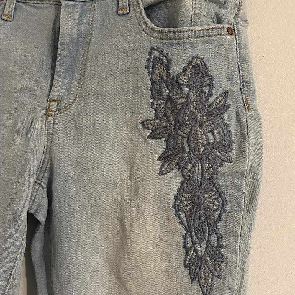 Jessica Simpson Light Blue Floral Embroidered Jeans